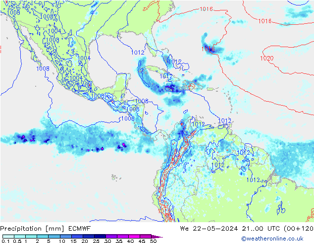Precipitation ECMWF We 22.05.2024 00 UTC