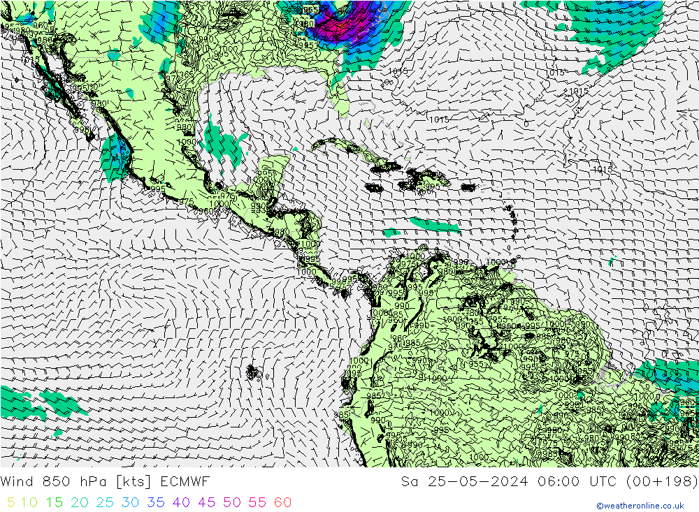 Wind 850 hPa ECMWF za 25.05.2024 06 UTC