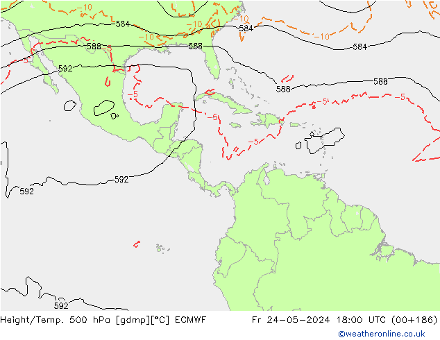 Hoogte/Temp. 500 hPa ECMWF vr 24.05.2024 18 UTC