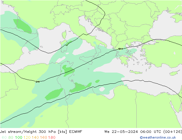 Corrente a getto ECMWF mer 22.05.2024 06 UTC