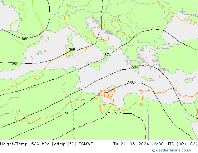 Height/Temp. 500 hPa ECMWF mar 21.05.2024 06 UTC