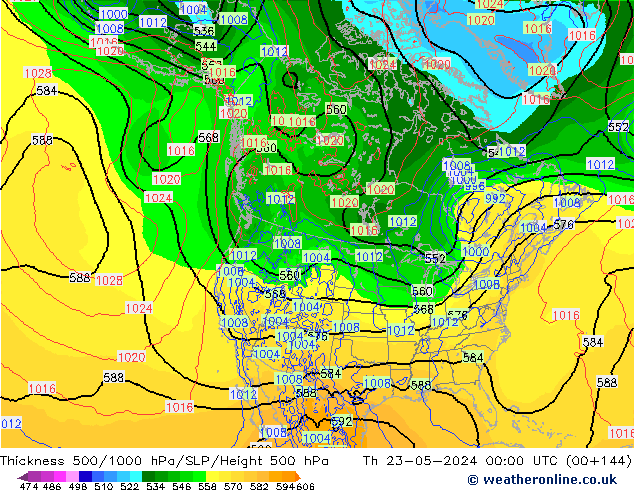 Thck 500-1000hPa ECMWF Čt 23.05.2024 00 UTC