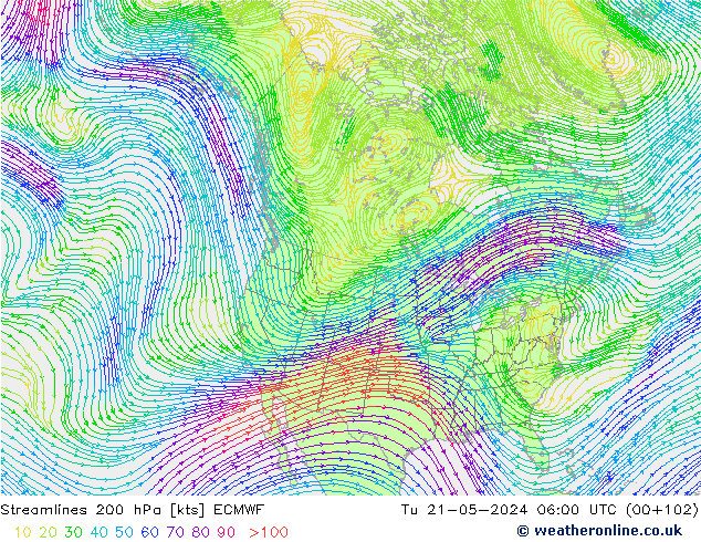 Rüzgar 200 hPa ECMWF Sa 21.05.2024 06 UTC