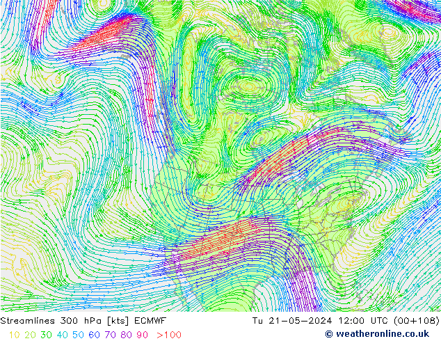 Rüzgar 300 hPa ECMWF Sa 21.05.2024 12 UTC