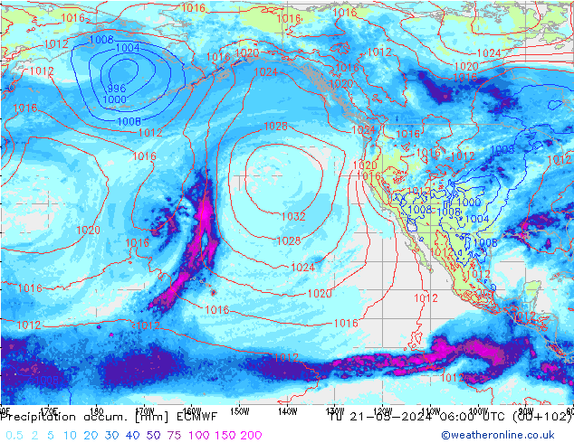 Precipitation accum. ECMWF Tu 21.05.2024 06 UTC