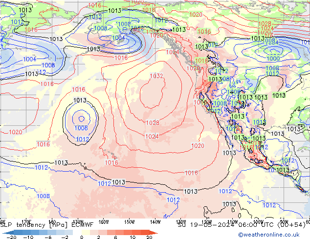 Tendance de pression  ECMWF dim 19.05.2024 06 UTC