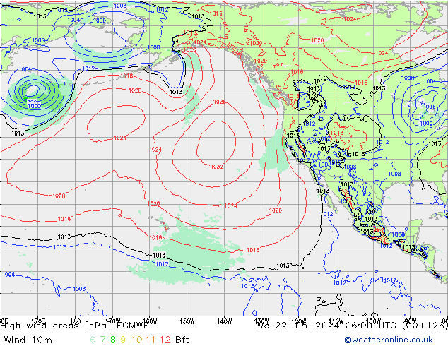 High wind areas ECMWF We 22.05.2024 06 UTC