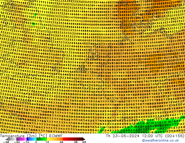 Sıcaklık Haritası (2m) ECMWF Per 23.05.2024 12 UTC