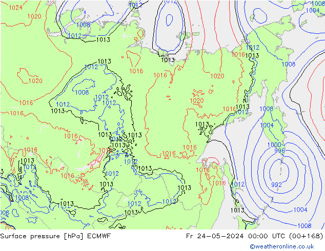 Surface pressure ECMWF Fr 24.05.2024 00 UTC