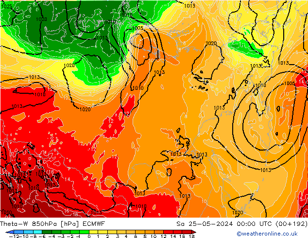 Theta-W 850hPa ECMWF Sa 25.05.2024 00 UTC