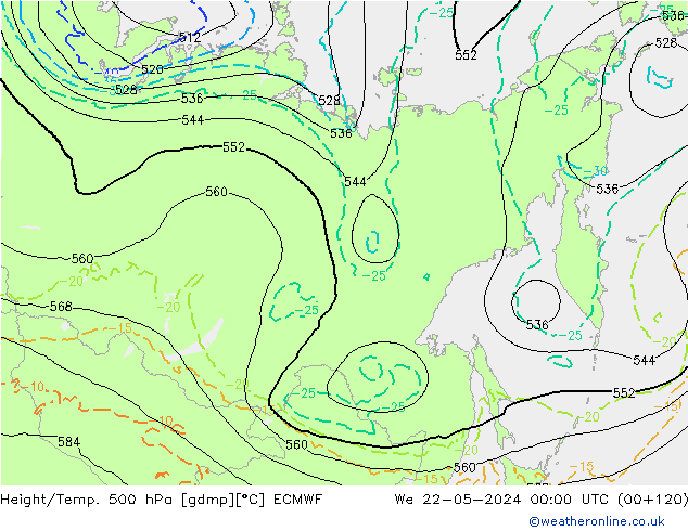 Z500/Rain (+SLP)/Z850 ECMWF ��� 22.05.2024 00 UTC