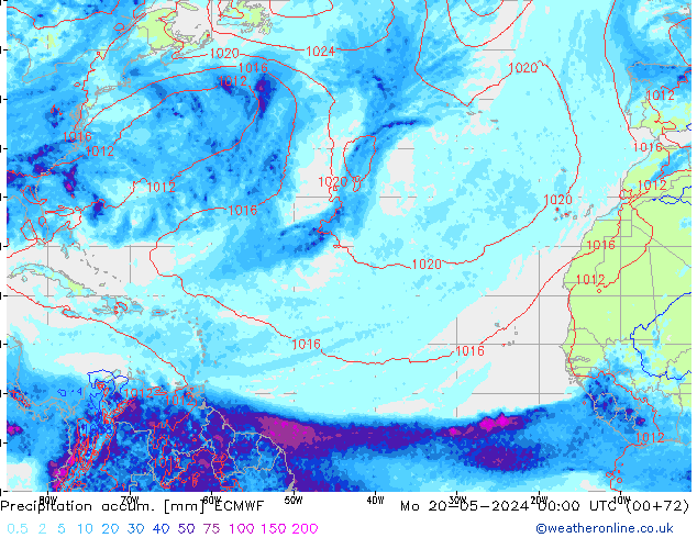 Precipitation accum. ECMWF lun 20.05.2024 00 UTC