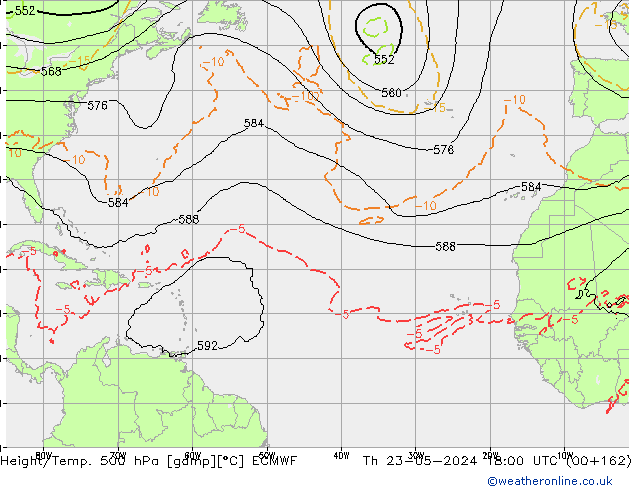 Z500/Yağmur (+YB)/Z850 ECMWF Per 23.05.2024 18 UTC