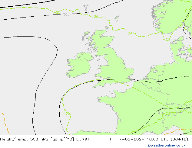 Z500/Rain (+SLP)/Z850 ECMWF Fr 17.05.2024 18 UTC