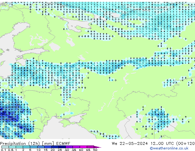 Precipitazione (12h) ECMWF mer 22.05.2024 00 UTC