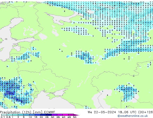 Precipitation (12h) ECMWF St 22.05.2024 06 UTC