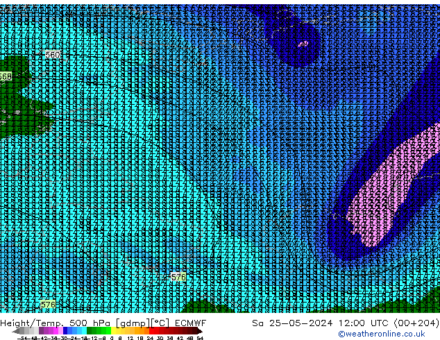 Height/Temp. 500 hPa ECMWF  25.05.2024 12 UTC