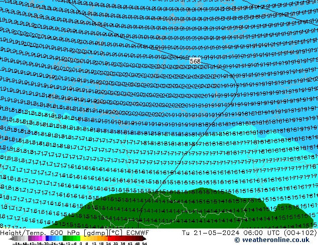 Z500/Rain (+SLP)/Z850 ECMWF mar 21.05.2024 06 UTC