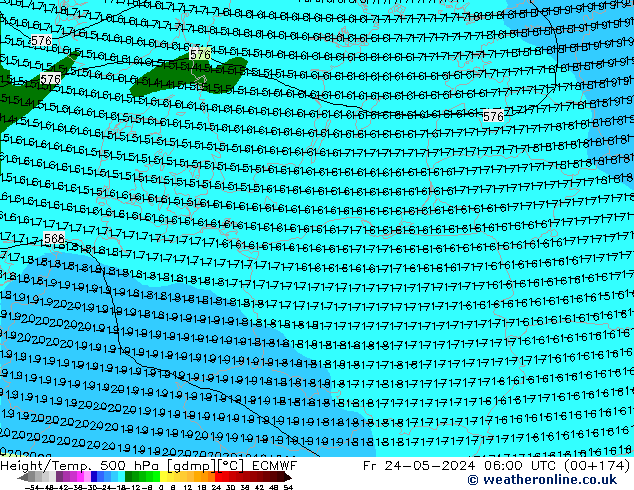 Z500/Rain (+SLP)/Z850 ECMWF vie 24.05.2024 06 UTC