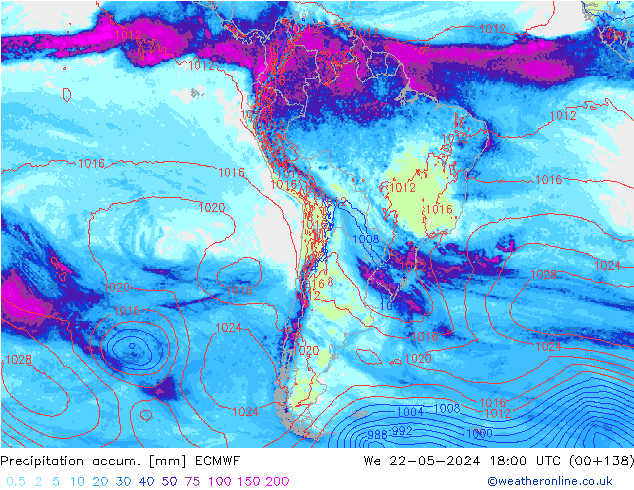 Toplam Yağış ECMWF Çar 22.05.2024 18 UTC