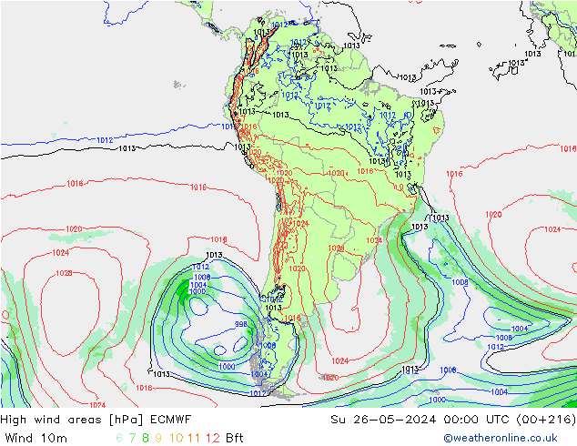 Windvelden ECMWF zo 26.05.2024 00 UTC