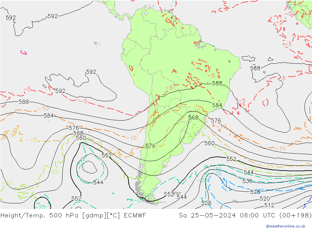 Z500/Rain (+SLP)/Z850 ECMWF Sa 25.05.2024 06 UTC