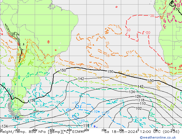 Z500/Rain (+SLP)/Z850 ECMWF Sa 18.05.2024 12 UTC