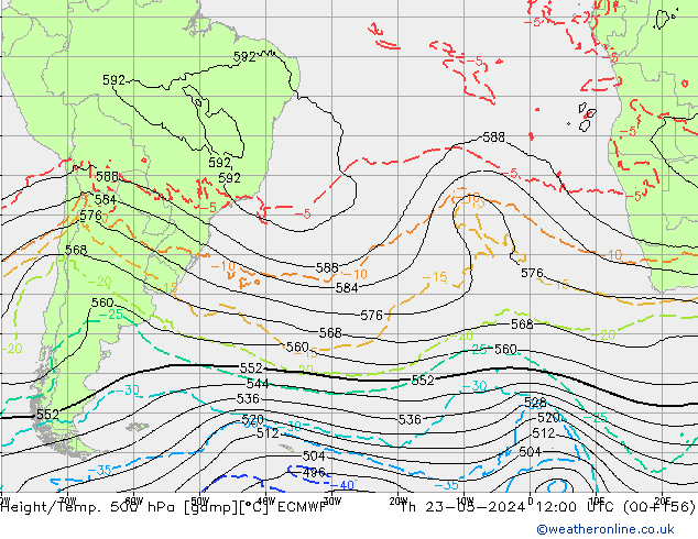 Z500/Rain (+SLP)/Z850 ECMWF Th 23.05.2024 12 UTC