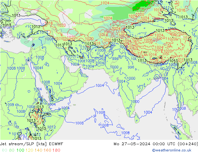 Jet stream/SLP ECMWF Mo 27.05.2024 00 UTC