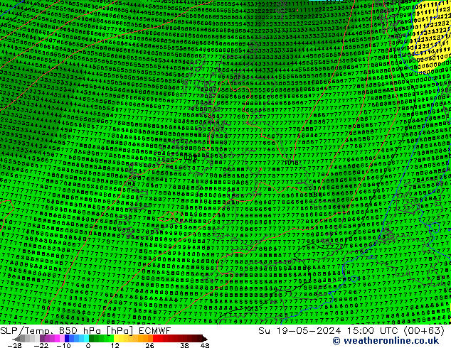 SLP/Temp. 850 hPa ECMWF Dom 19.05.2024 15 UTC