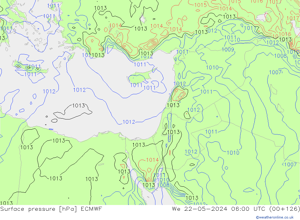 Bodendruck ECMWF Mi 22.05.2024 06 UTC