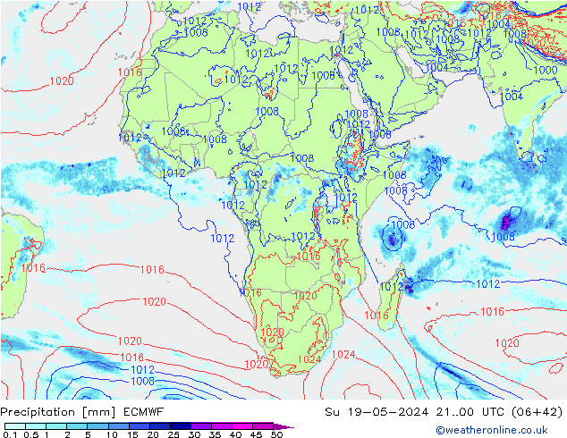 Precipitation ECMWF Su 19.05.2024 00 UTC