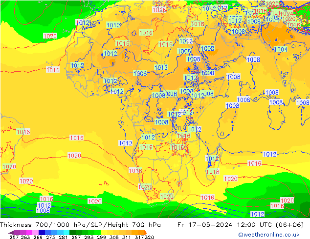 Thck 700-1000 hPa ECMWF Fr 17.05.2024 12 UTC