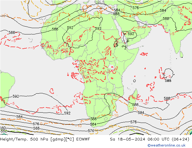 Z500/Rain (+SLP)/Z850 ECMWF Sáb 18.05.2024 06 UTC