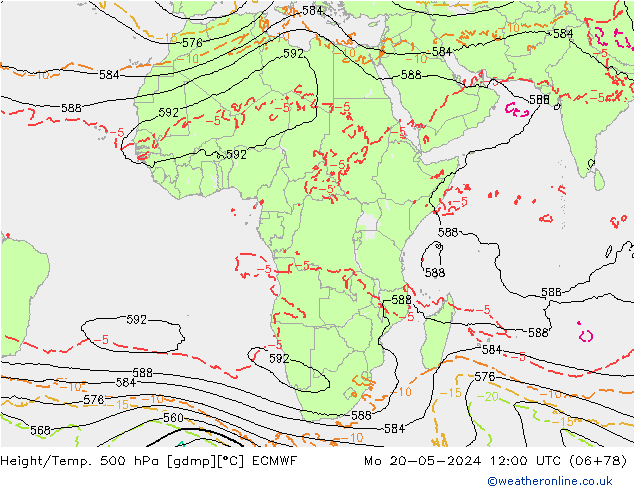 Z500/Rain (+SLP)/Z850 ECMWF lun 20.05.2024 12 UTC