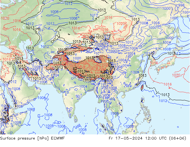 Atmosférický tlak ECMWF Pá 17.05.2024 12 UTC