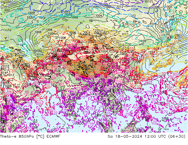 Theta-e 850гПа ECMWF сб 18.05.2024 12 UTC