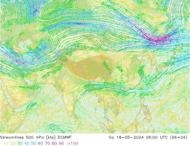 Streamlines 500 hPa ECMWF Sa 18.05.2024 06 UTC