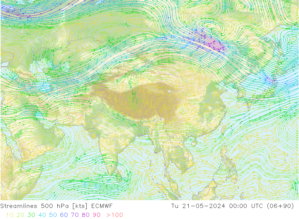 Rüzgar 500 hPa ECMWF Sa 21.05.2024 00 UTC