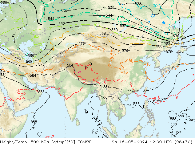 Z500/Rain (+SLP)/Z850 ECMWF sab 18.05.2024 12 UTC