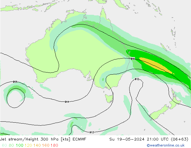 Jet stream/Height 300 hPa ECMWF Su 19.05.2024 21 UTC