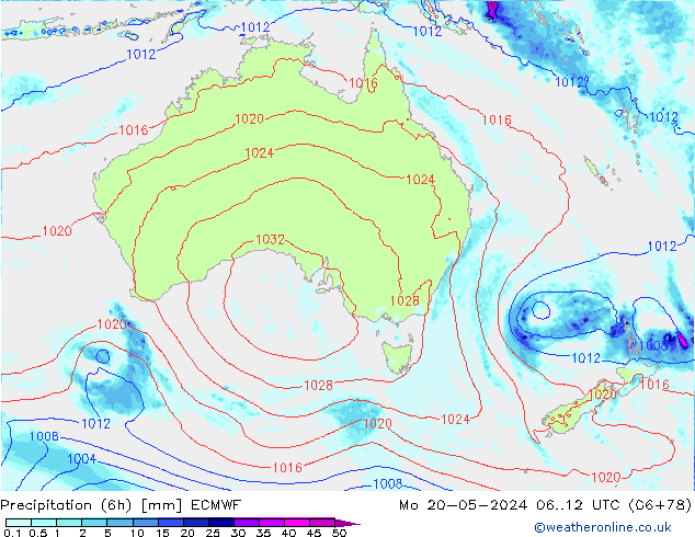 Z500/Rain (+SLP)/Z850 ECMWF Mo 20.05.2024 12 UTC