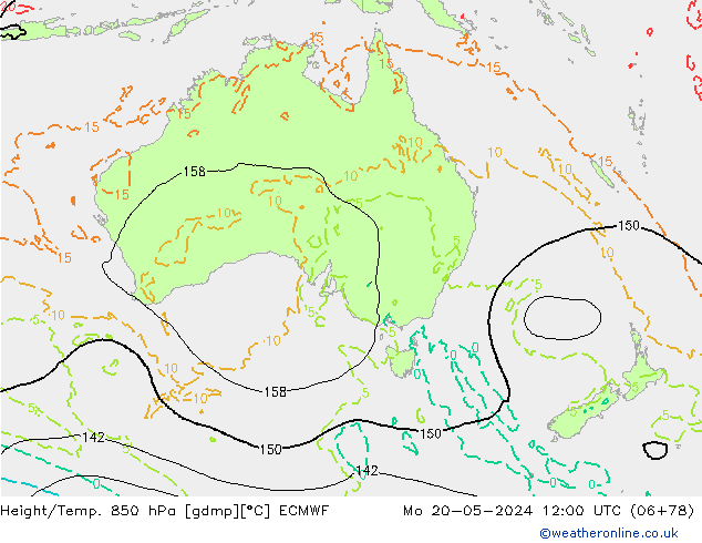 Z500/Rain (+SLP)/Z850 ECMWF Mo 20.05.2024 12 UTC