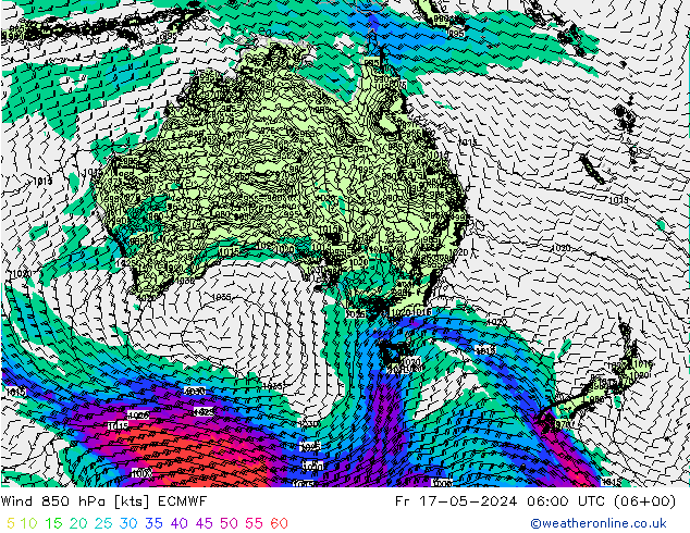 Wind 850 hPa ECMWF Fr 17.05.2024 06 UTC