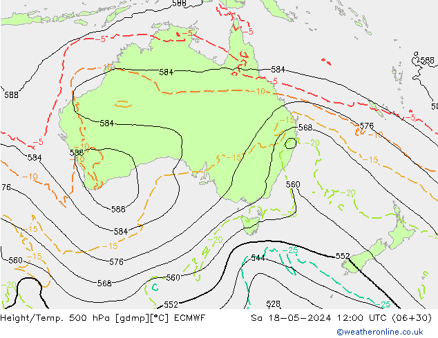 Z500/Rain (+SLP)/Z850 ECMWF Sa 18.05.2024 12 UTC