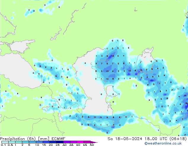 Z500/Rain (+SLP)/Z850 ECMWF Sa 18.05.2024 00 UTC