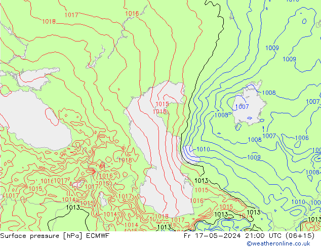 pressão do solo ECMWF Sex 17.05.2024 21 UTC