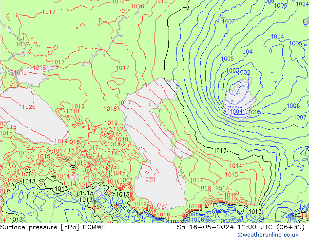 Atmosférický tlak ECMWF So 18.05.2024 12 UTC