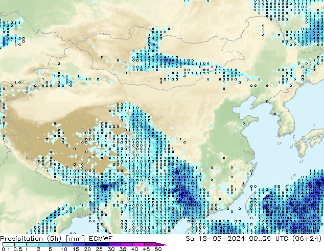 Z500/Rain (+SLP)/Z850 ECMWF 星期六 18.05.2024 06 UTC