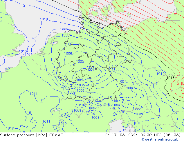 Surface pressure ECMWF Fr 17.05.2024 09 UTC